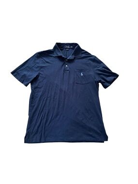 Polo Ralph Lauren Classic Fit Polo Shirt Men’s Large Navy Blue Pocket Logo EUC